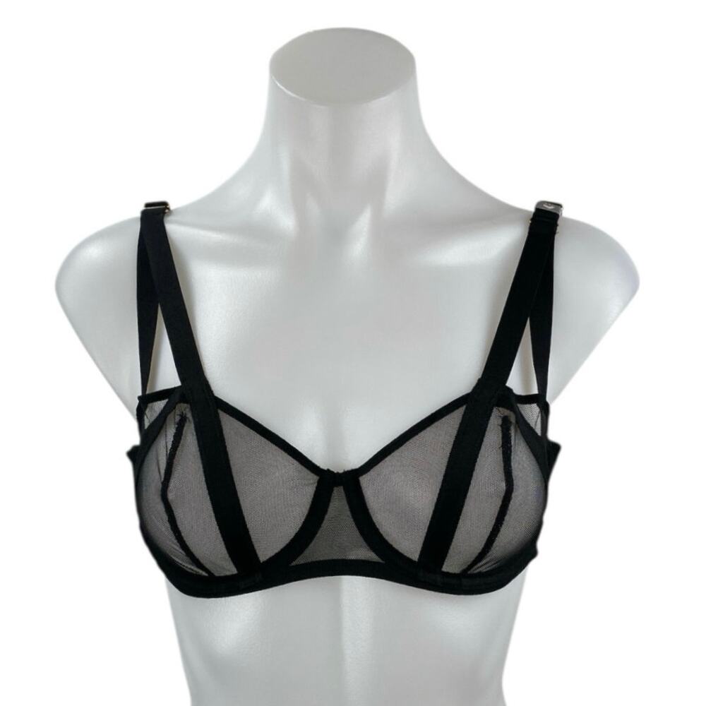NEW Victoria's Secret Very Sexy Balconette Black Mesh Sheer Underwire Bra Sz 34C